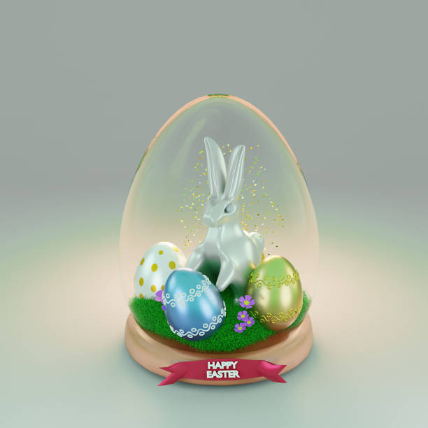 Happy Easter holiday banner. Greeting banner. 3d render. Space for text.