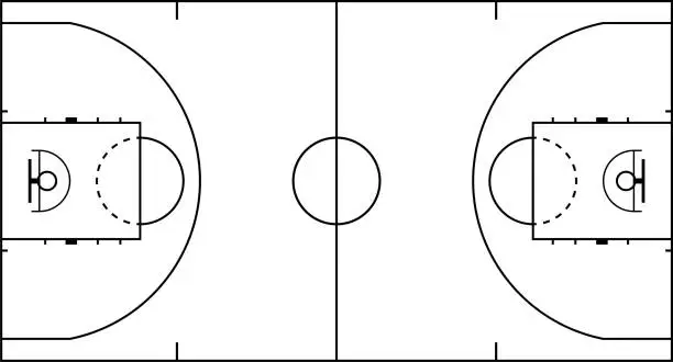 Vector illustration of Basketball court