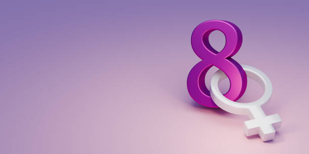 istock Women's Day background with 3d 8 number and women sign. 3d render. 2013214402