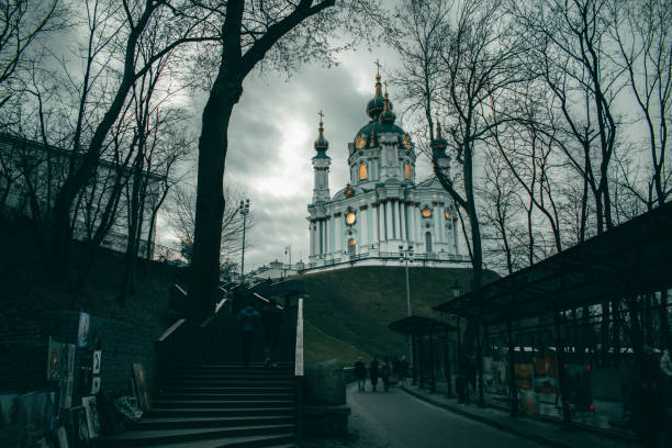 St. Andrew's Church at sunset, Kyiv, February 2024