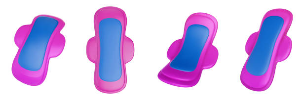 istock Set colorful women menstrual pad different view in bright cartoon 3d style. Cute modern minimal vector illustration. 2013249101