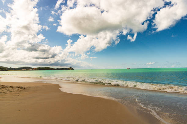 istock Caribbean beach with white sand, deep blue sky and turquoise water 2013255172