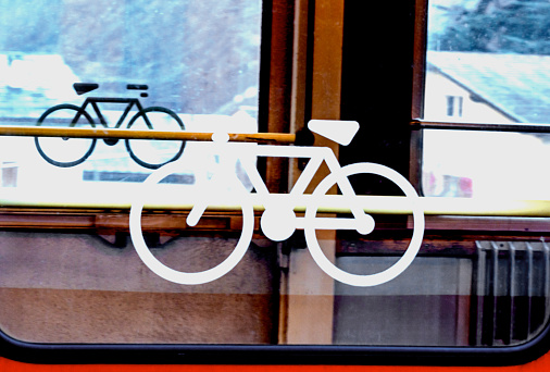 Rail car bicycle accessibility sign
