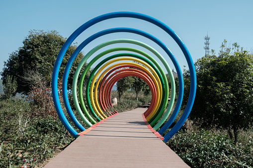 Round colorful arch tunnel