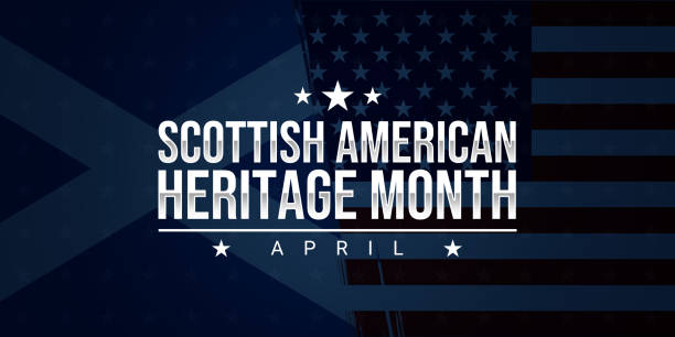 istock Scottish American Heritage Month typography with national flags in the background 2013345563
