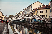 Bridge Across Naviglio Grande Canal In Milan, Italy