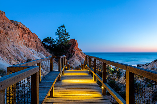 Amazing Cliffs of Falesia Beach at Night , Algarve, Portugal