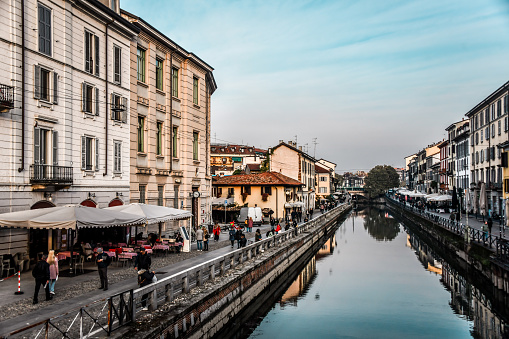 Houses And Apartments On Each Side Of Naviglio Pavese In Milan, Italy