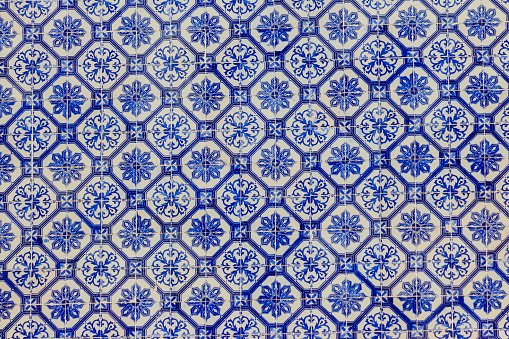 Background of the traditional ornate portuguese decorative tiles azulejos