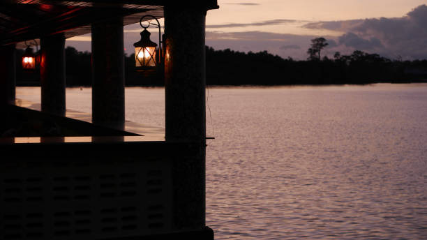 Sunset at a pier in Malabo Island, Equatorial Guinea.