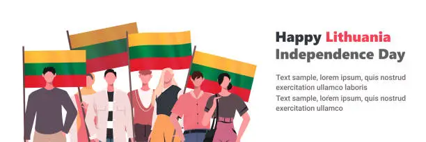 Vector illustration of People celebrating Lithuania Independence Day