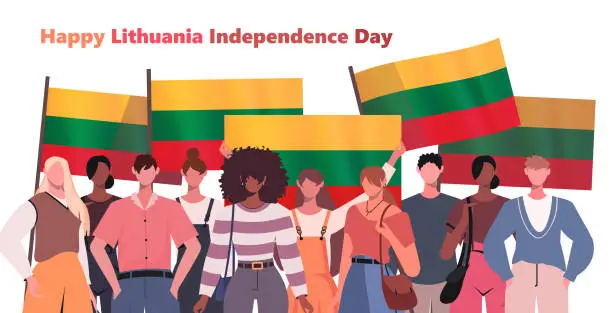 Vector illustration of Happy Lithuania Independence Day march 11th.
