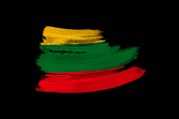 istock creative national grunge Lithuania flag, brushstroke on black isolated background, global business, international cooperation, basis for designer, rights and freedoms of citizens 2013574738