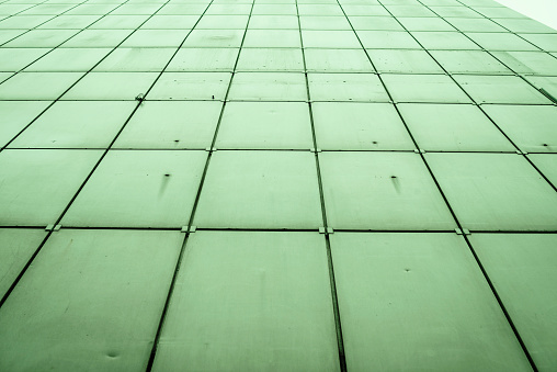 Curtain wall, metal sheets covering a wall outdoors