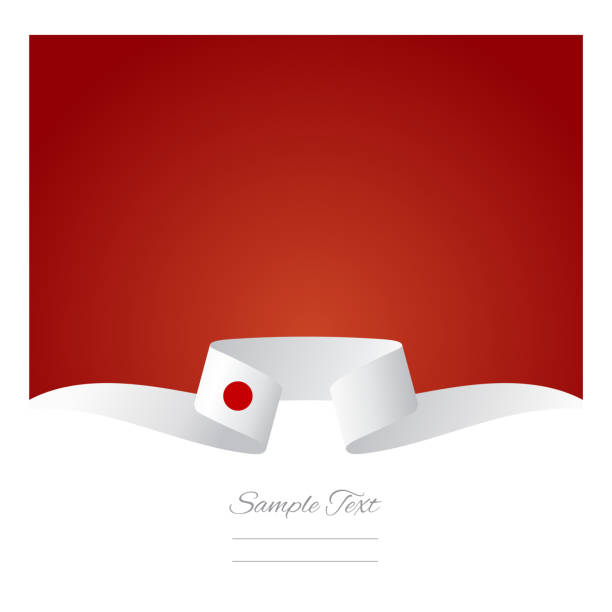 абстрактный фон лента флага японии вектор - japanese flag flag japan illustration and painting stock illustrations