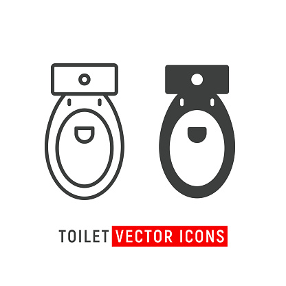 Toilet line icon bowl sanitaryware vector bathroom. Bidet toilet line icon.