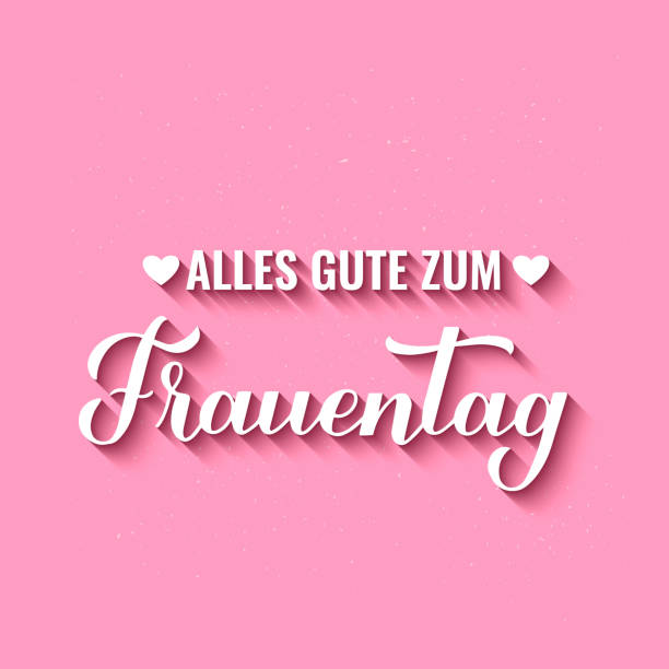 istock Frauentag - Happy Womens Day in German. Calligraphy hand lettering on pink background. International Womans day typography poster. Vector template, banner, greeting card, flyer, etc. 2013842352