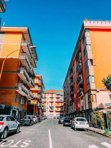 Vibrant-Colored Apartments on the Coast of Salerno Italy in the Summer