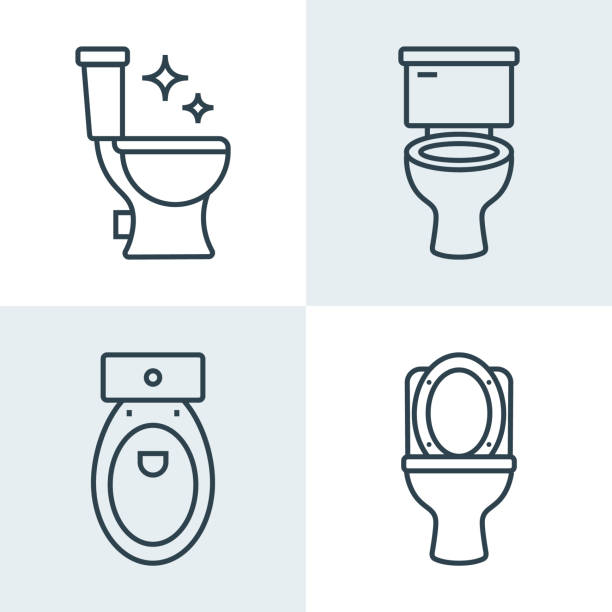 toilet line icon bowl sanitaryware vector bathroom. bidet toilet line icon. - toaleta obrazy stock illustrations
