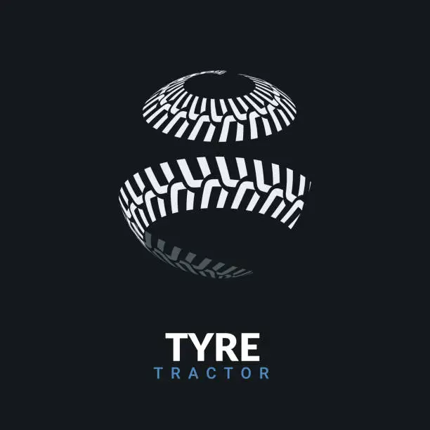 Vector illustration of Tire tractor design. Tyre track wheel race service sign background