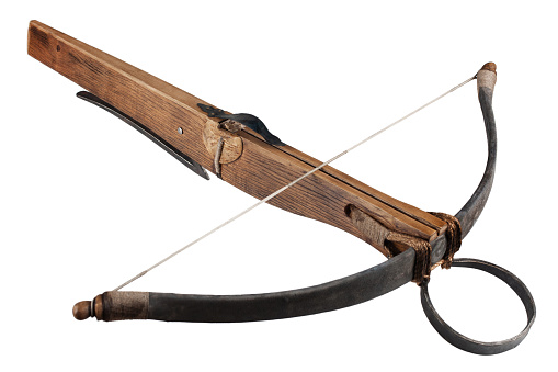 vintage medieval crossbow isolated on white background