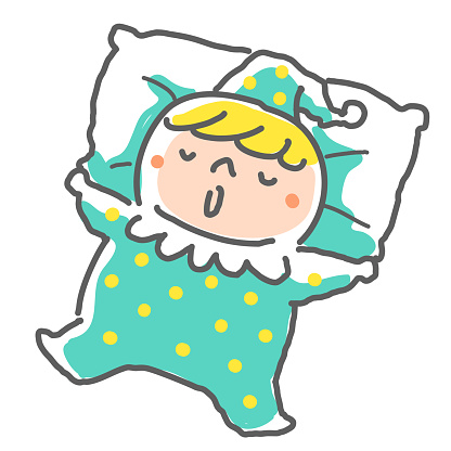 Cute Characters Design Vector Art Illustration.
Hand Drawing Line Art: A cute boy in pajamas or performance clothes is sleeping.