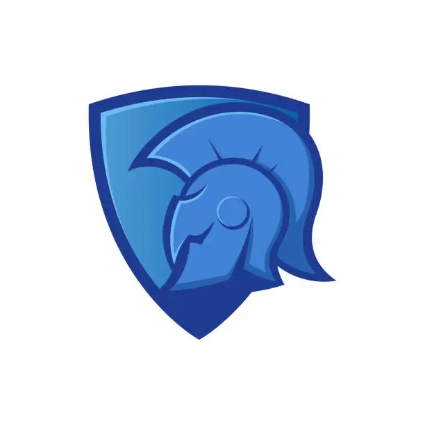 Vector illustration of symbol Illustration of Blue Spartan Helmet with Shield.