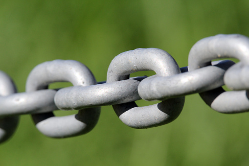 Close up of the links in a metal chain