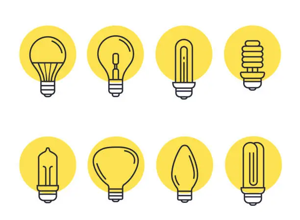 Vector illustration of Light bulb line icon lamp. Led lightbulb energy electric economy light icon