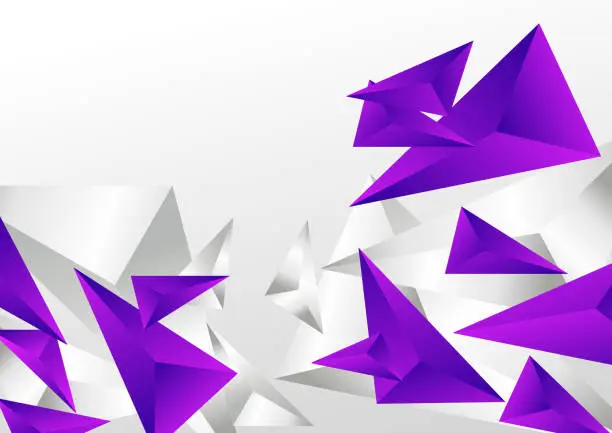 Vector illustration of geometric purple with silver modern background