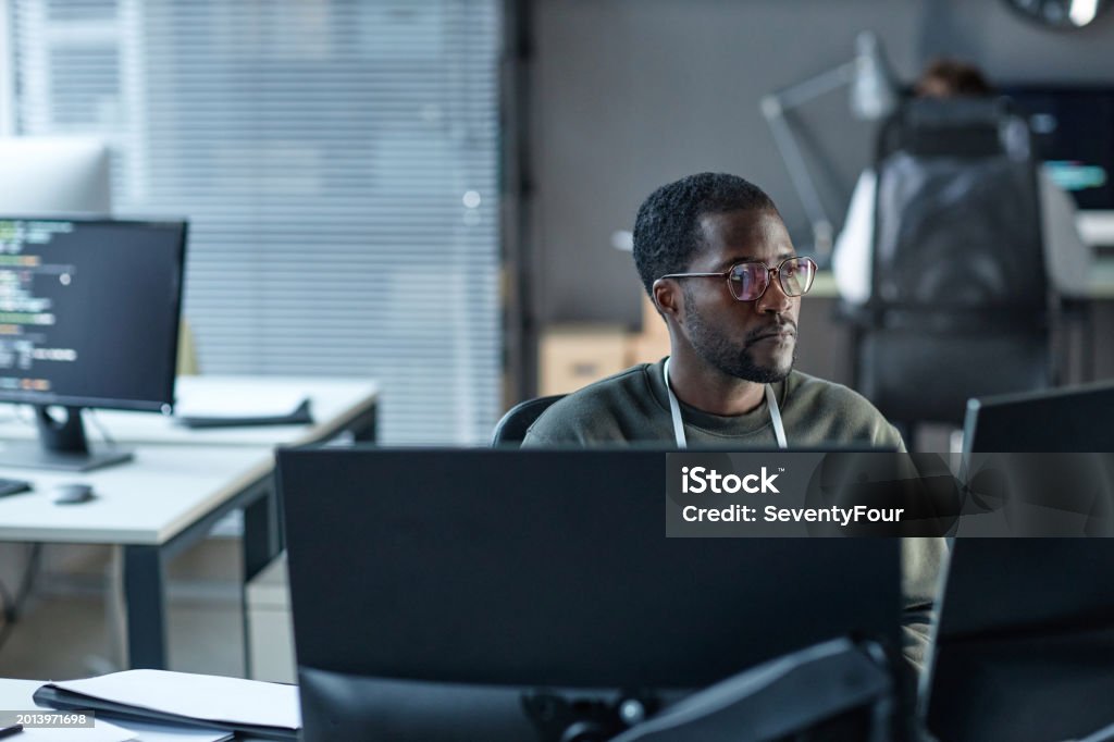 It Computer Programmer Man It Programmer Using Computer Stock Photo - Download Image Now ...