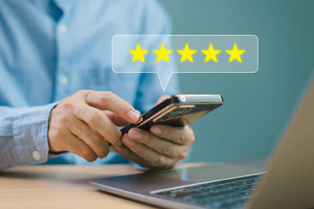 istock Customer satisfaction survey concept. Rate 5-star satisfaction. Five-star service experience rating online application. Customer evaluation product service best quality, satisfaction feedback review 2013973940