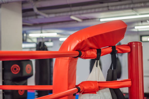 istock boxing equipment on the ropes of a boxing ring 2014028281