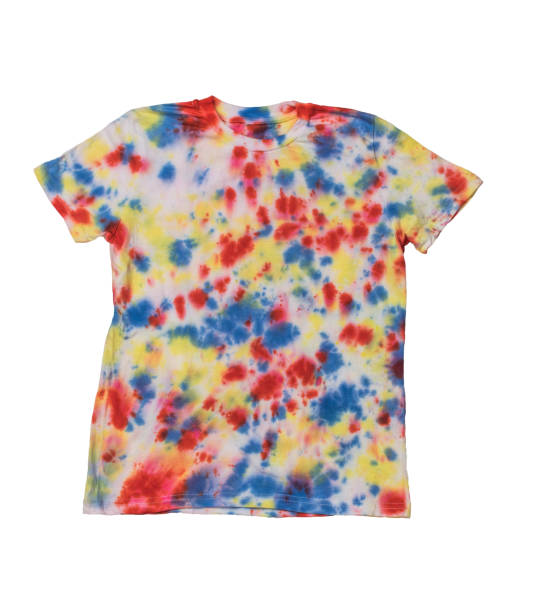 istock A spotted tie dye-style T-shirt isolated on a white background. 2014088925