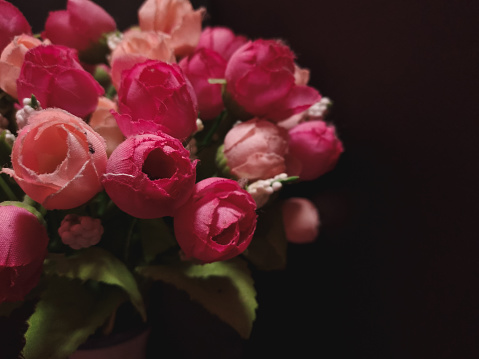 Pretty white, pink and green wedding flowers for bride and groom