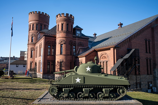 Saratoga Springs, USA - December 22, 2023. Historic building of New York State Military Museum, Saratoga Springs, New York, USA