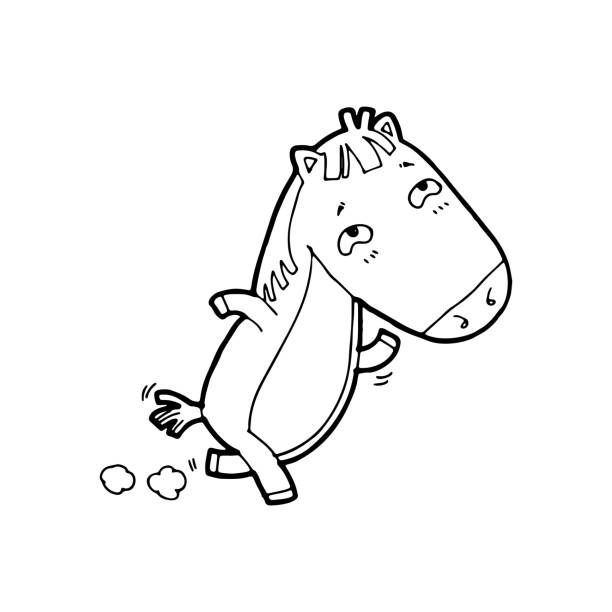 istock cute cartoon horse Hand drawn doodle comic illustration vector isolated on white background 2014097772