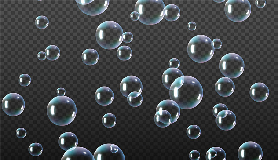 Vector blue wash bubble background. Soap bubble background liquid transparent foam concept design