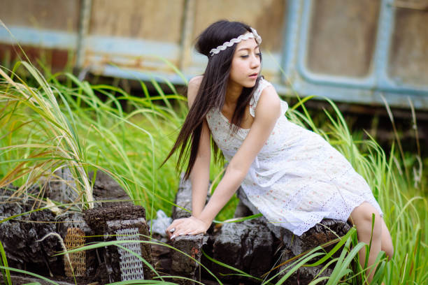 beautiful thai woman in white