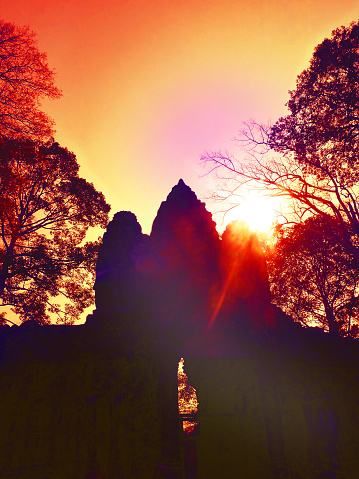 Beautiful sunset, Mysterious.  Angkor Wat, Angkor, Siem Reap, Cambodia