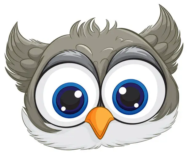 Vector illustration of Adorable vector illustration of a wide-eyed owl