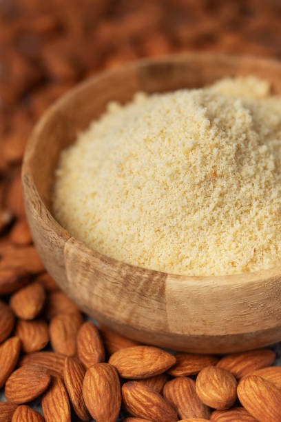 istock Fresh almond flour in a  bowl and almonds 2014360001