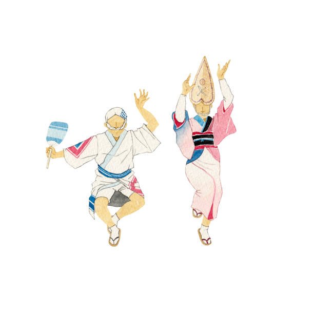 illustrations, cliparts, dessins animés et icônes de festival traditionnel japonais : awa odori à tokushima - awa odori