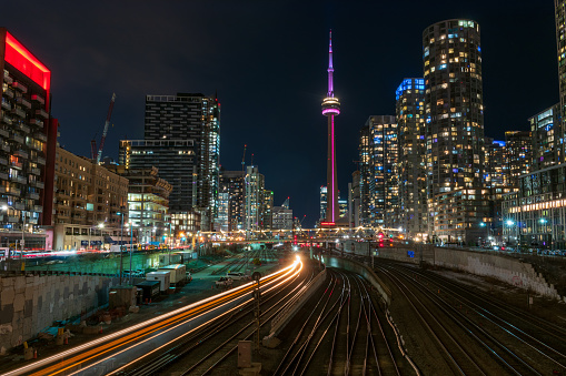 Toronto Skyline at Night showing Union Station