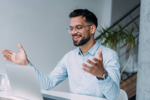istock Businessman having video call in the office. 2014424614