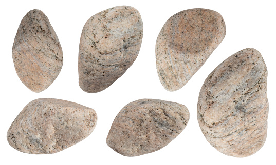 Macro – River stone collection  isolated on  white background, (high resolution)