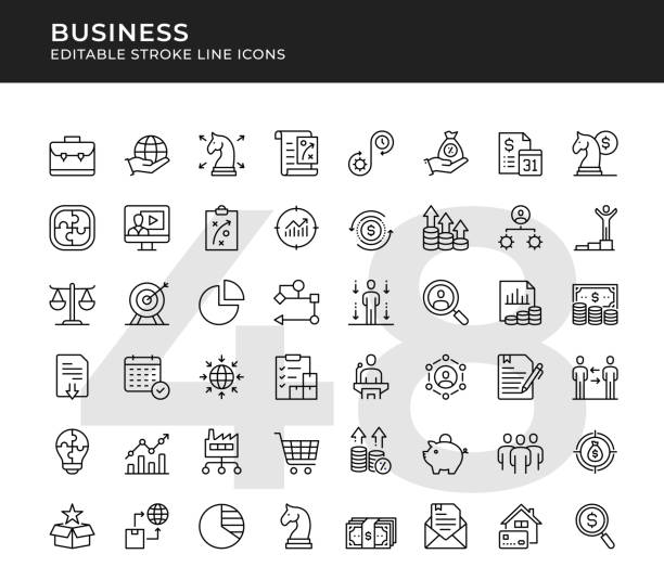 Business Editable Line Icons Business Editable Line Icon Set. Pixel Perfect. Vector Illustration. business core values icons stock illustrations