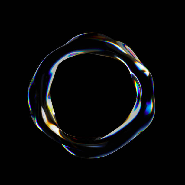 istock Abstract wavy liquid glass circle shape 3D illustration 2014465046