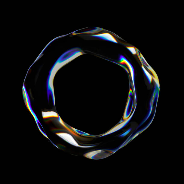 istock Abstract wavy liquid glass circle shape 3D illustration 2014465057