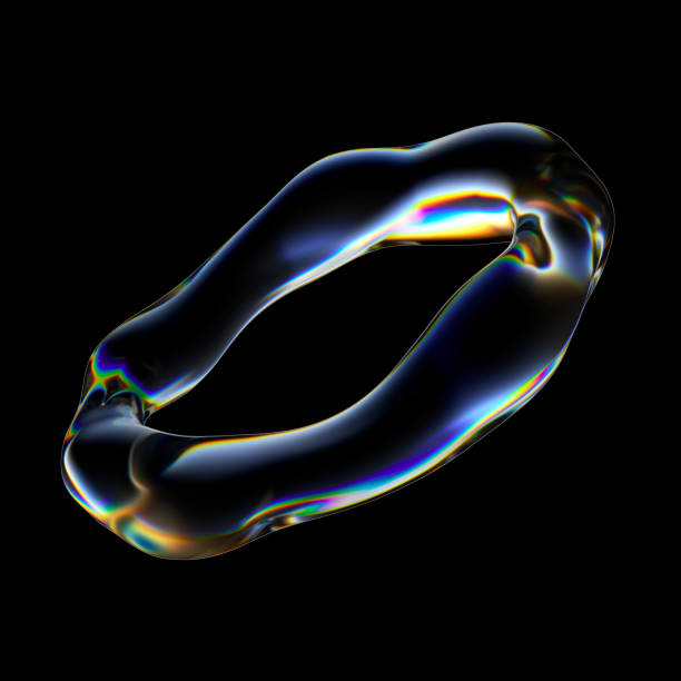 istock Abstract wavy liquid glass circle shape 3D illustration 2014465058